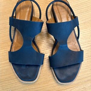 COCLICO black Leather Cutout Slingback Sandals